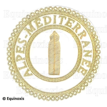 Badge / Macaron GLNF – Grande tenue provinciale – Deuxième Grand Surveillant – Alpes-Méditerranée – Brodé machine